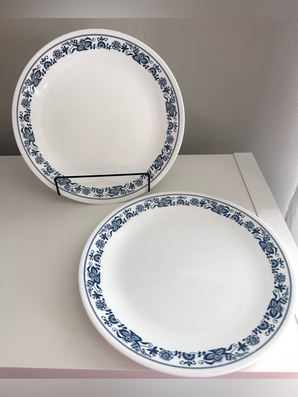 Old Town Blue Corelle 10” Dinner Plates PAIR